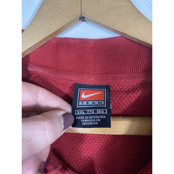 OU Team Nike Polo Shirt Size XXL 2XL Mens Red Textured Knit Y2K Oklahoma Sooners - Picture 6 of 9
